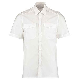 Kustom Kit Short Sleeve Tailored Pilot Shirt - White