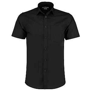Kustom Kit Short Sleeve Tailored Poplin Shirt - Black