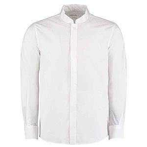Kustom Kit Long Sleeve Tailored Mandarin Collar Shirt - White