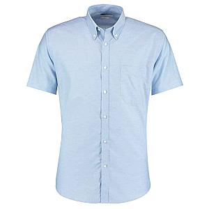 Kustom Kit Short Sleeve Slim Fit Oxford Shirt - Light Blue