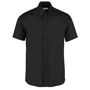 Kustom Kit Premium Short Sleeve Tailored Oxford Shirt - Black