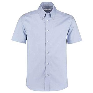 Kustom Kit Premium Short Sleeve Tailored Oxford Shirt - Light Blue