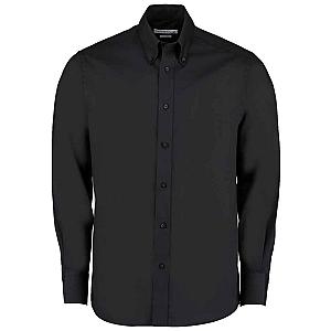 Kustom Kit Premium Long Sleeve Tailored Oxford Shirt - Black