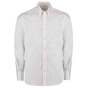 Kustom Kit Premium Long Sleeve Tailored Oxford Shirt - White