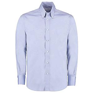 Kustom Kit Premium Long Sleeve Tailored Oxford Shirt - Light Blue
