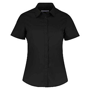 Kustom Kit Ladies Short Sleeve Tailored Poplin Shirt - Black