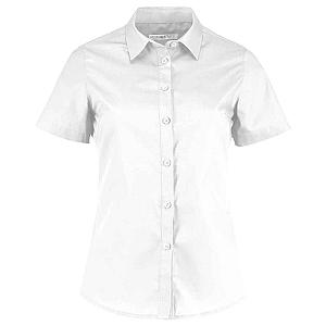 Kustom Kit Ladies Short Sleeve Tailored Poplin Shirt - White