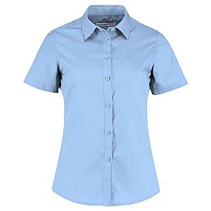 Kustom Kit Ladies Short Sleeve Tailored Poplin Shirt - Light Blue