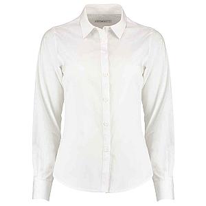 Kustom Kit Ladies Long Sleeve Tailored Poplin Shirt - White