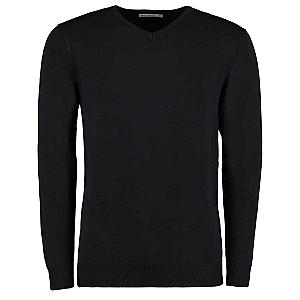 Kustom Kit Arundel Cotton Acrylic V Neck Sweater - Black