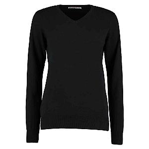 Kustom Kit Ladies Arundel Cotton Acrylic V Neck Sweater - Black
