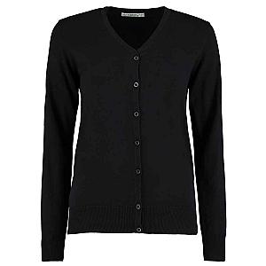 Kustom Kit Ladies Arundel Cotton Acrylic V Neck Cardigan - Black