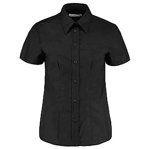 Kustom Kit Ladies Short Sleeve Tailored Workwear Oxford Shirt - Black