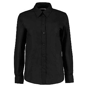 Kustom Kit Ladies Long Sleeve Tailored Workwear Oxford Shirt - Black