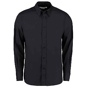Kustom Kit Long Sleeve Tailored City Business Shirt - Black