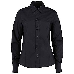 Kustom Kit Ladies Long Sleeve Tailored City Business Shirt - Black
