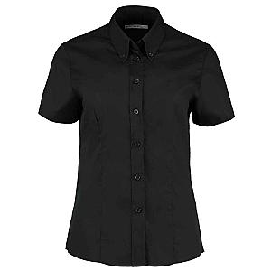 Kustom Kit Ladies Premium Short Sleeve Tailored Oxford Shirt - Black