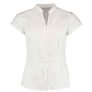 Kustom Kit Ladies Cap Sleeve V Neck Tailored Continental Blouse - White