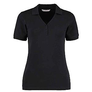 Kustom Kit Sophia Comfortec® V Neck Polo Shirt - Black