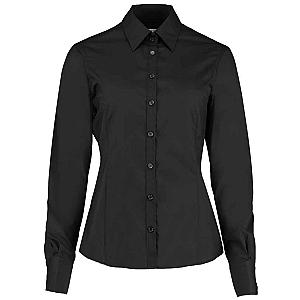 Kustom Kit Ladies Long Sleeve Tailored Business Shirt - Black