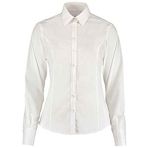 Kustom Kit Ladies Long Sleeve Tailored Business Shirt - White