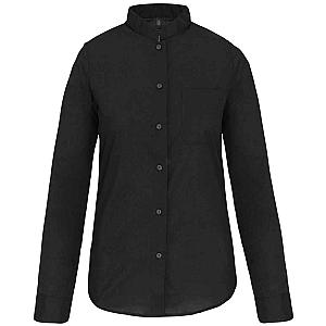 Kariban Ladies Long Sleeve Mandarin Collar Shirt - Black