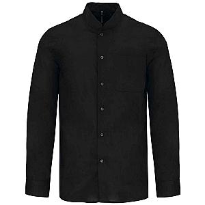Kariban Long Sleeve Mandarin Collar Shirt - Black