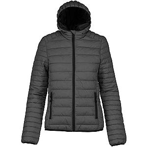 Kariban Ladies Lightweight Hooded Padded Jacket - Marl Dark Grey