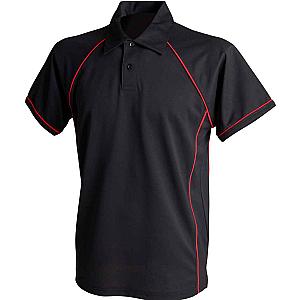 Finden + Hales Performance Piped Polo Shirt - Black/Red