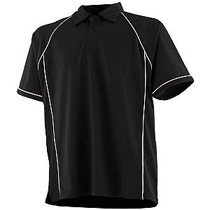 Finden + Hales Performance Piped Polo Shirt - Black/White