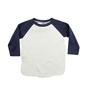 Larkwood Baby/Toddler Long Sleeve Baseball T-Shirt - White/Navy