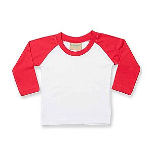 Larkwood Baby/Toddler Long Sleeve Baseball T-Shirt - White/Red