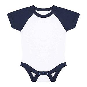 Larkwood Essential Short Sleeve Baby Baseball Bodysuit - White/Navy