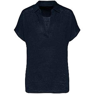 Native Spirit Ladies Linen Polo Shirt - Navy
