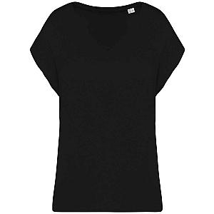 Native Spirit Ladies Oversized V Neck T-Shirt - Black