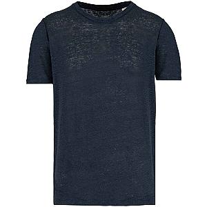 Native Spirit Crew Neck Linen T-Shirt - Navy