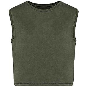 Native Spirit Ladies Cropped Tank Top - Washed Organic Khaki