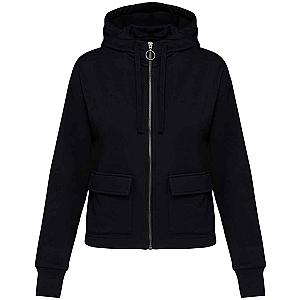 Native Spirit Ladies Full Zip Hooded Sweatshirt - Black
