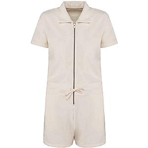 Native Spirit Ladies Terry Towel Short Overall - Ivory