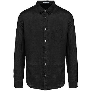 Native Spirit Long Sleeve Linen Shirt - Black