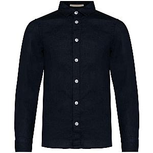 Native Spirit Kids Long Sleeve Linen Shirt - Navy