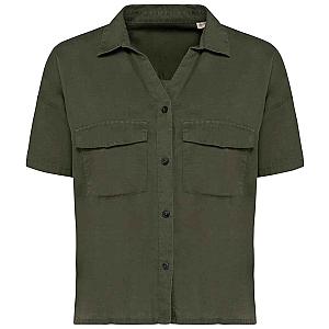 Native Spirit Ladies Short Sleeve Oversized TENCEL™ Shirt - Washed Organic Khaki