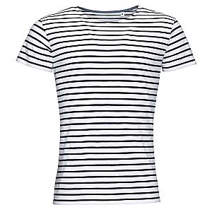 SOL'S Miles Striped T-Shirt - White/Navy