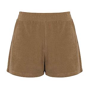 Native Spirit Ladies Terry Towel Shorts - Cream Coffee