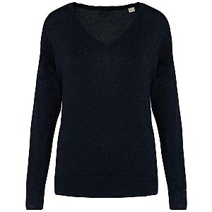 Native Spirit Ladies TENCEL™ V Neck Sweater - Navy