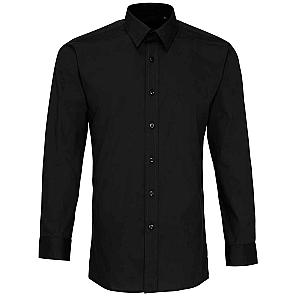 Premier Long Sleeve Fitted Poplin Shirt - Black