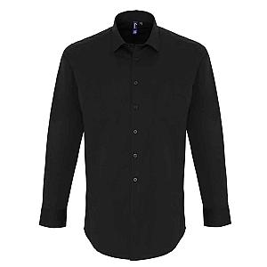 Premier Long Sleeve Stretch Fit Poplin Shirt - Black