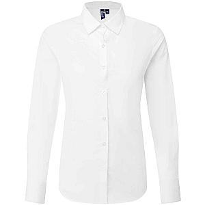Premier Ladies Recyclight® Long Sleeve Poplin Shirt - White