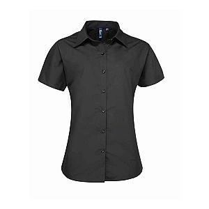 Premier Ladies Supreme Short Sleeve Poplin Shirt - Black
