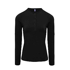 Premier Ladies Long John Roll Sleeve T-Shirt - Black
